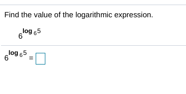 Solved Find the value of the logarithmic expression. log 65 | Chegg.com