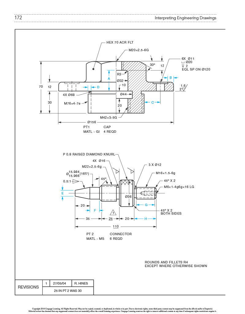 ROUNDS AND FILLETS R4 EXCEPT WHERE OTHERWISE | Chegg.com
