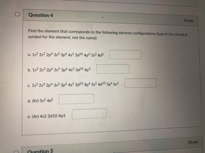 Solved 10 pts Identify each of the following elements (type | Chegg.com