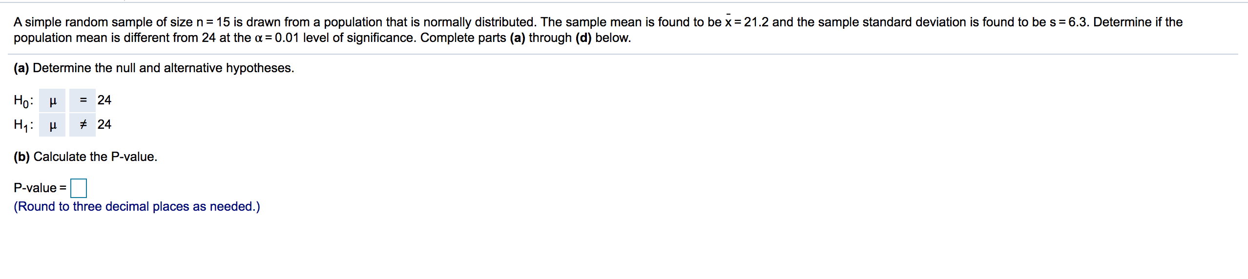 Solved A simple random sample of size n= 15 is drawn from a | Chegg.com