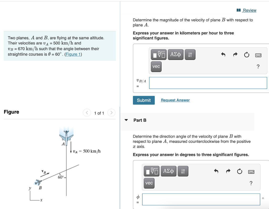 Solved Determine the magnitude of the velocity of plane B | Chegg.com