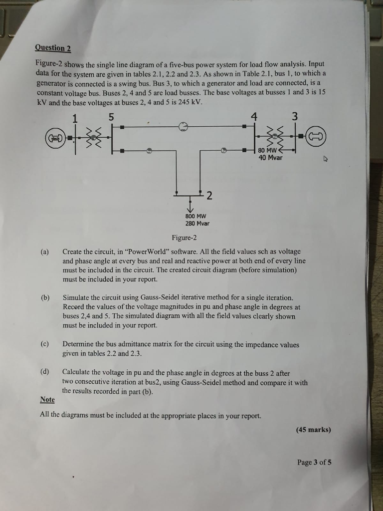Question 2 Figure 2 shows the single line diagram of | Chegg.com