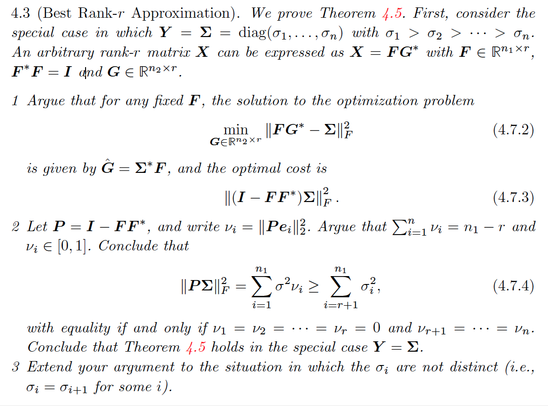 Theorem 4 5 Best Low Rank Approximation Let Y E Chegg Com