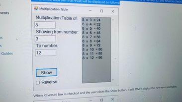 Solved Multiplication Tables Application: Write a C# form | Chegg.com