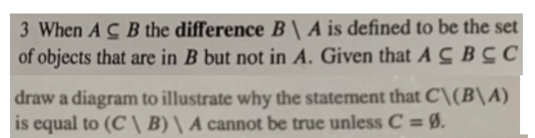 Solved 3 When A C B The Difference B \ A Is Defined To Be | Chegg.com