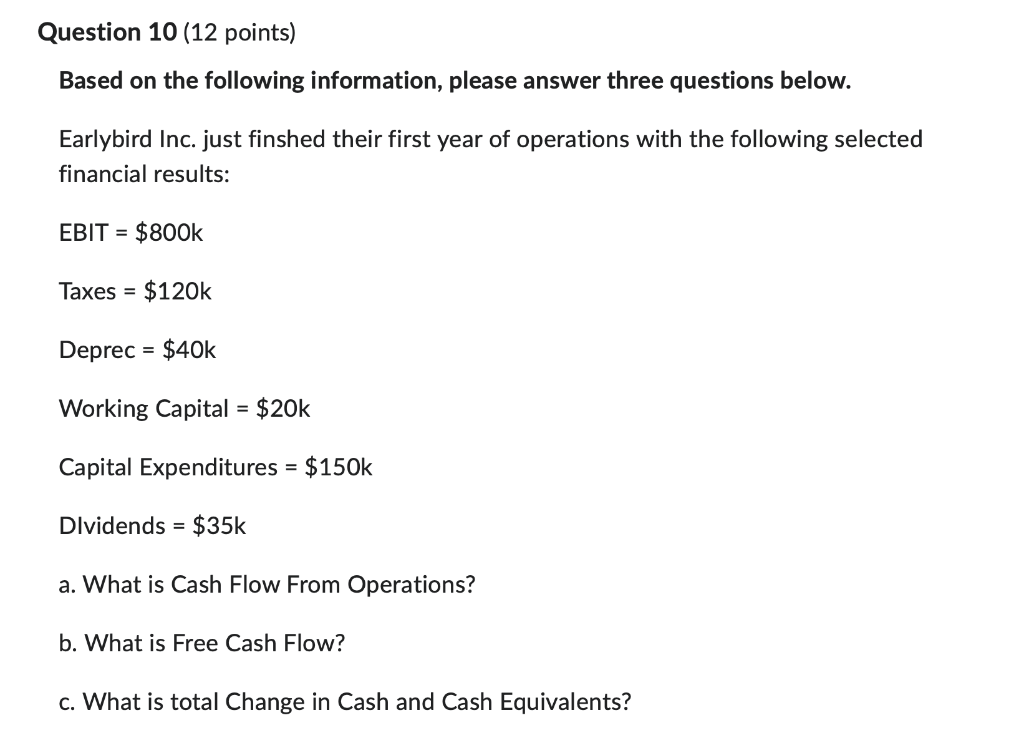 Solved question 10 12 points based on the following chegg