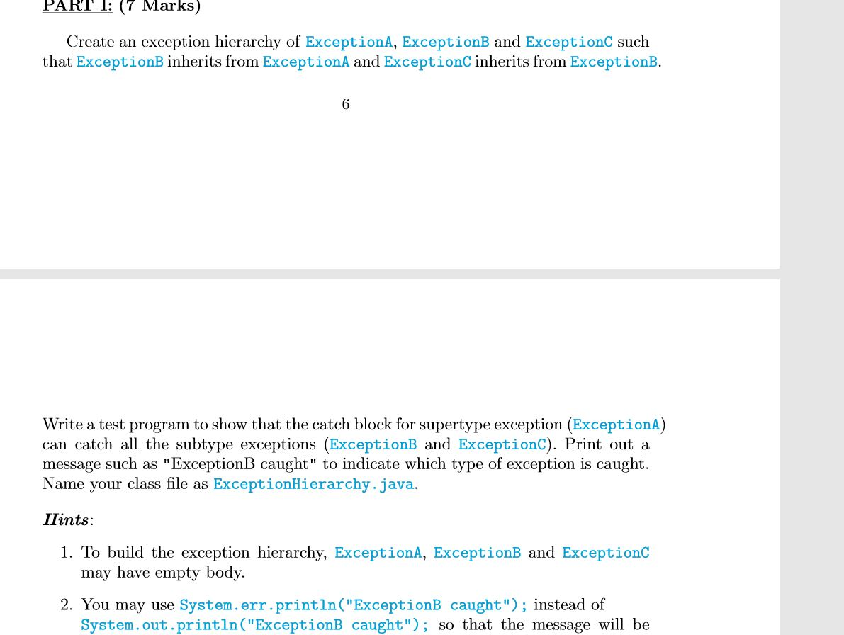 output in red color and in the format of exception | Chegg.com