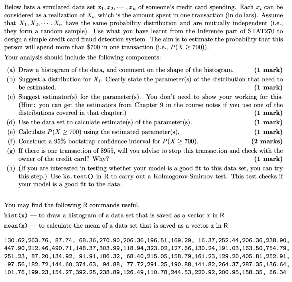 Below lists a simulated data set x1, x2,,n of | Chegg.com