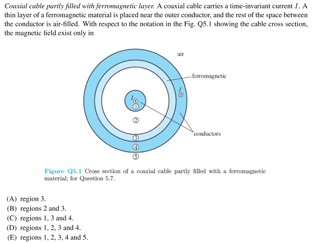 Solved Coaxial cable partly filled with layer.