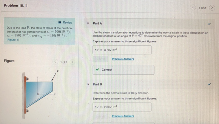 Solved Problem 10.11 1 of a Review Part A Due to the load | Chegg.com