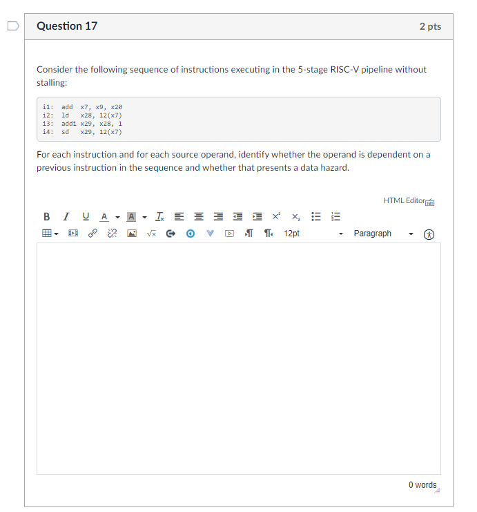 Solved Question 17 2 pts Consider the following sequence of | Chegg.com