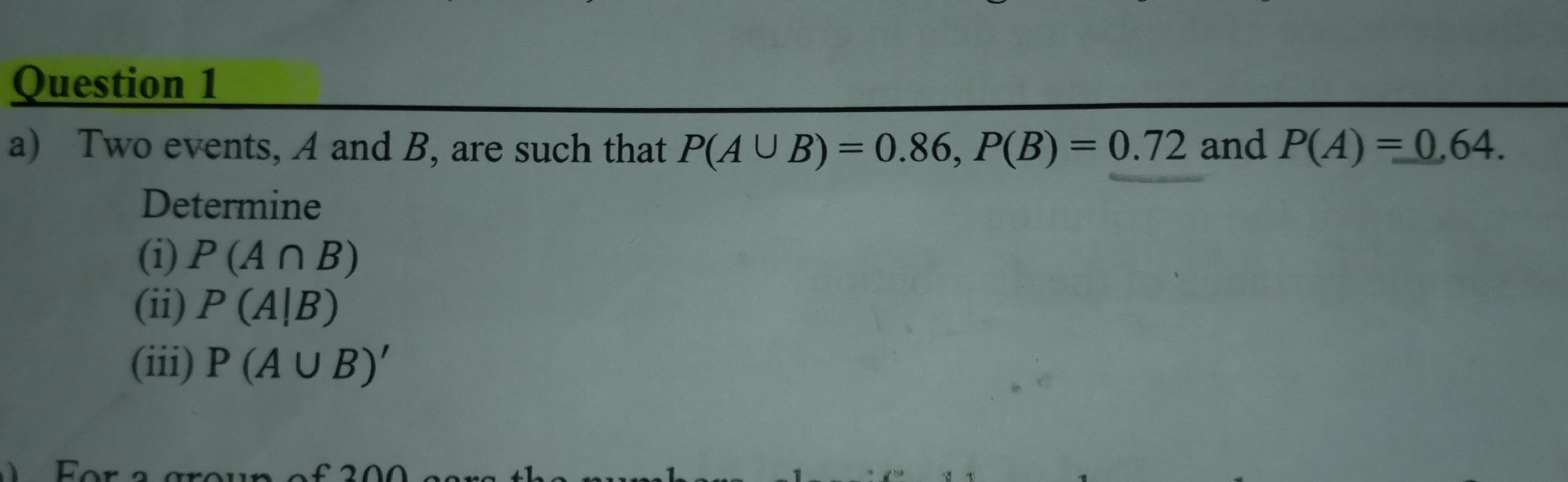 Solved Question 1 A) Two Events, A And B, Are Such That | Chegg.com