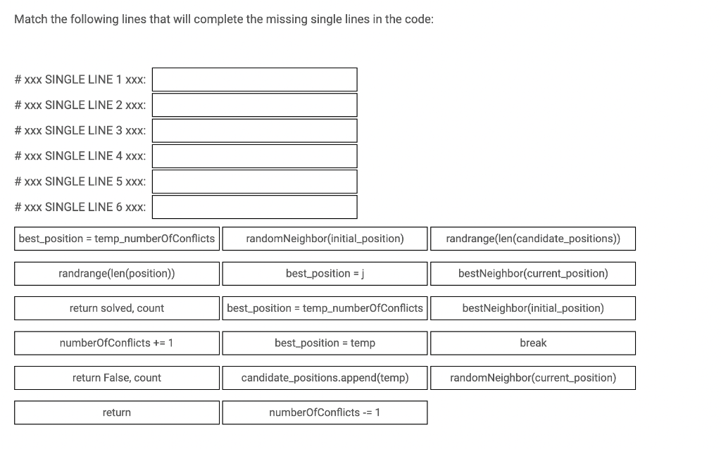 Solved Match the following lines that will complete the | Chegg.com
