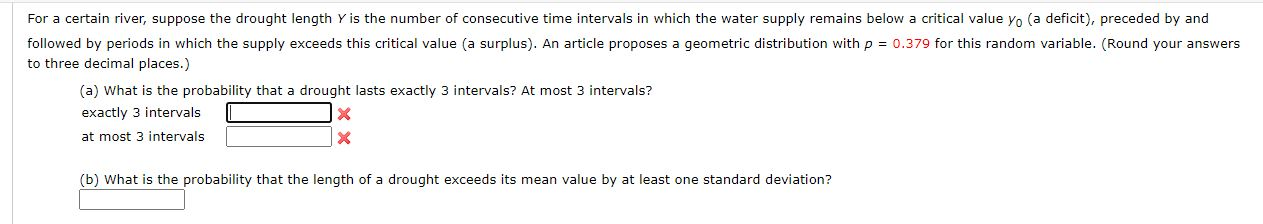 Solved For a certain river, suppose the drought length Y is | Chegg.com