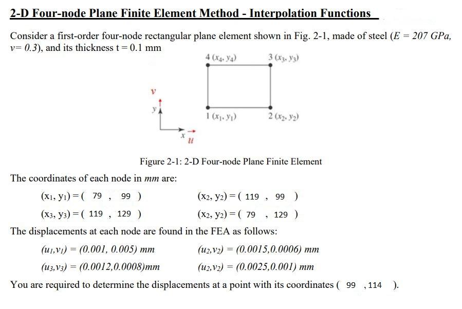 Solved 2-D Four-node Plane Finite Element Method - | Chegg.com