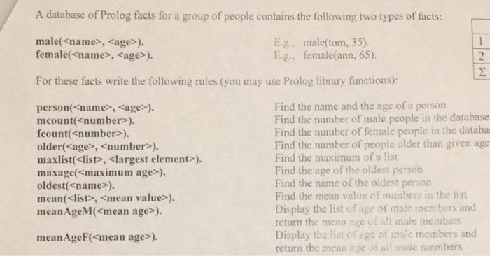 (Solved) : Database Prolog Facts Group People Contains Following Two ...