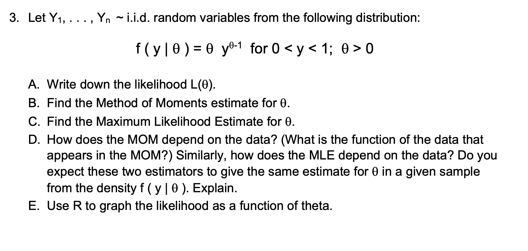 Solved 3 Let Y1 Yn ~ I I D Random Variables From