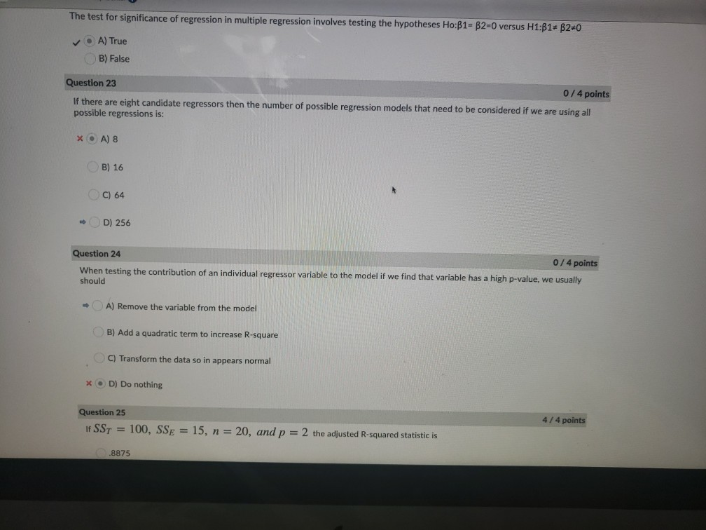 Solved The test for significance of regression in multiple | Chegg.com