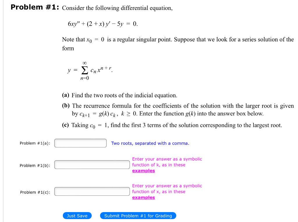 Solved Problem #1: Consider the following differential | Chegg.com