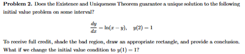 Solved Problem 2. Does the Existence and Uniqueness Theorem | Chegg.com