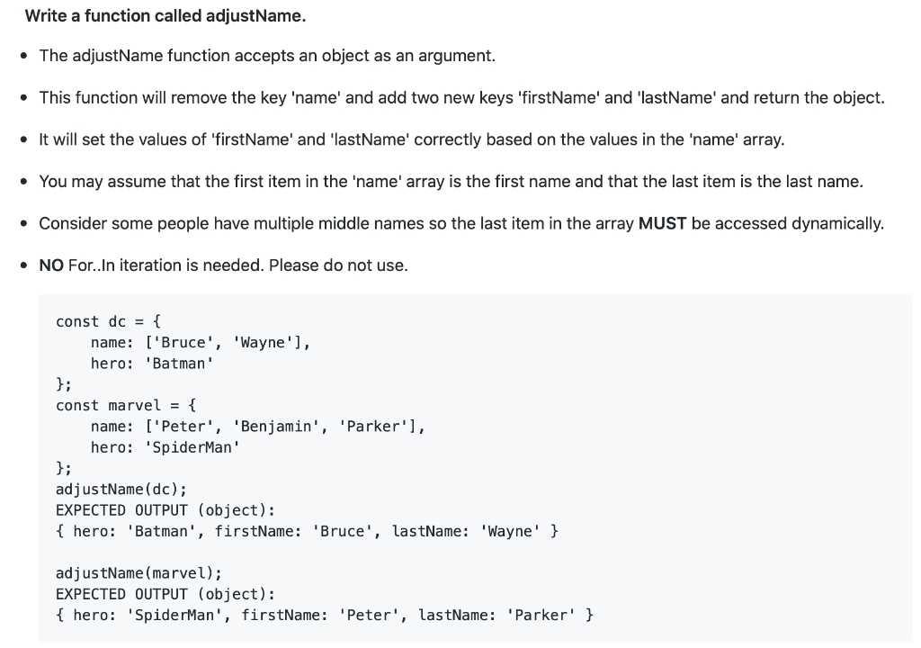 Solved Write a function called adjustName. • The adjustName | Chegg.com