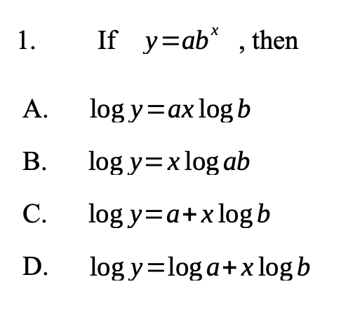 Solved If y=abx, then | Chegg.com