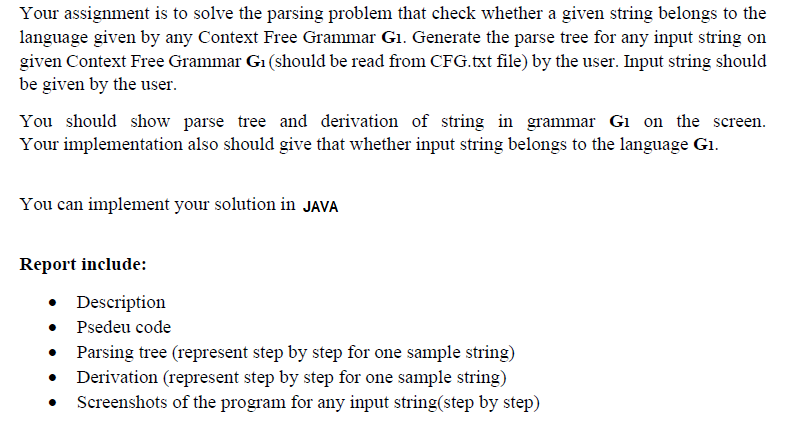 Solved Your assignment is to solve the parsing problem that | Chegg.com