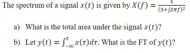 Solved The spectrum of a signal x(t) is given by | Chegg.com