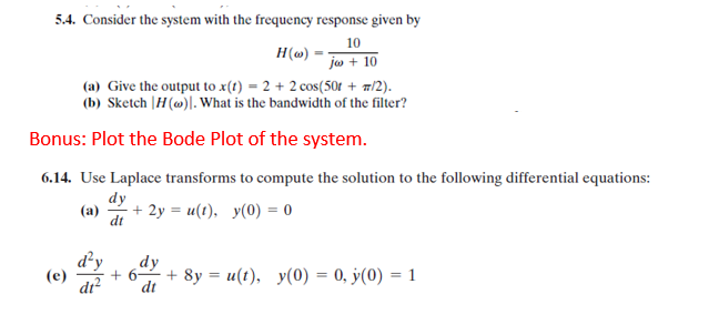 Solved 5.4. Consider the system with the frequency response | Chegg.com