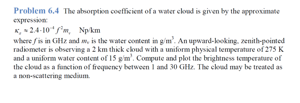Solved Problem 6.4 The absorption coefficient of a water | Chegg.com