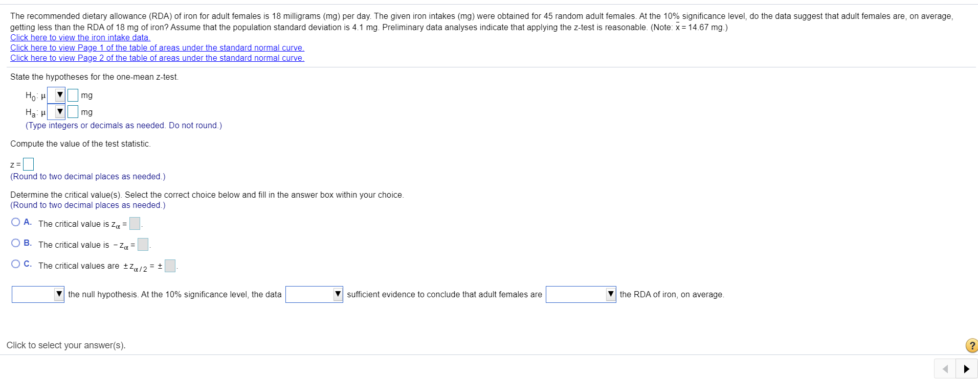 Solved The recommended dietary allowance (RDA) of iron for | Chegg.com