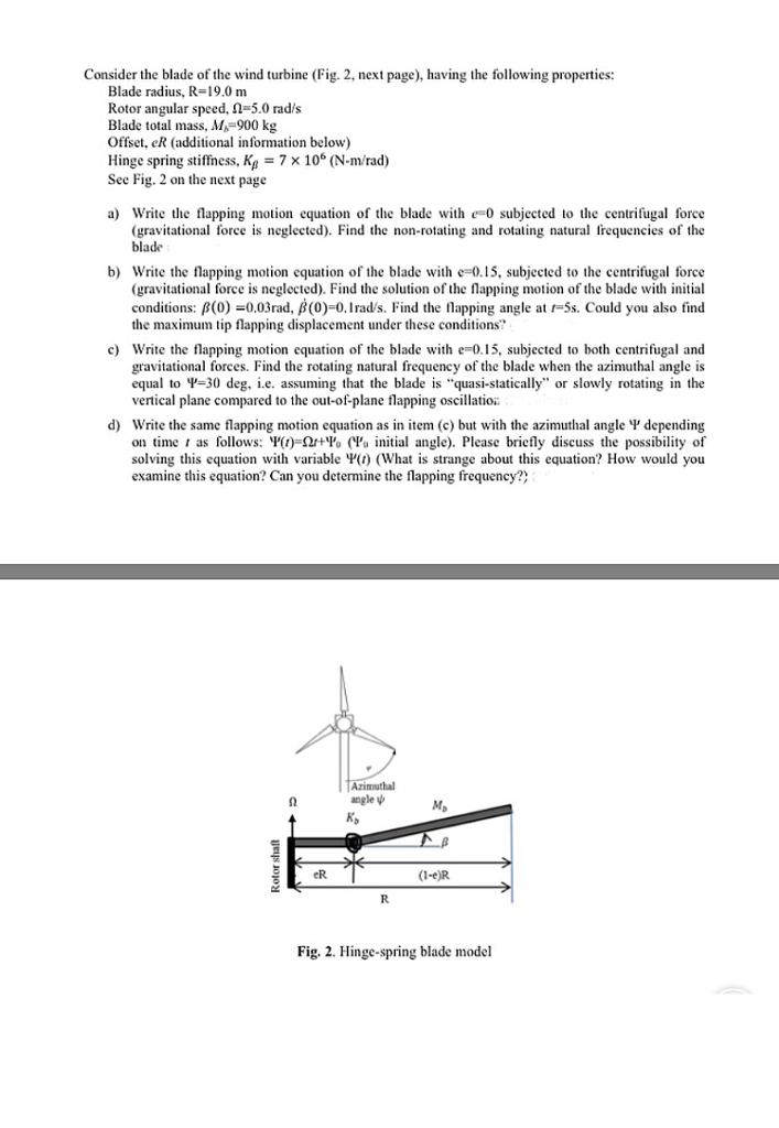 Solved Consider the blade of the wind turbine (Fig. 2, next | Chegg.com