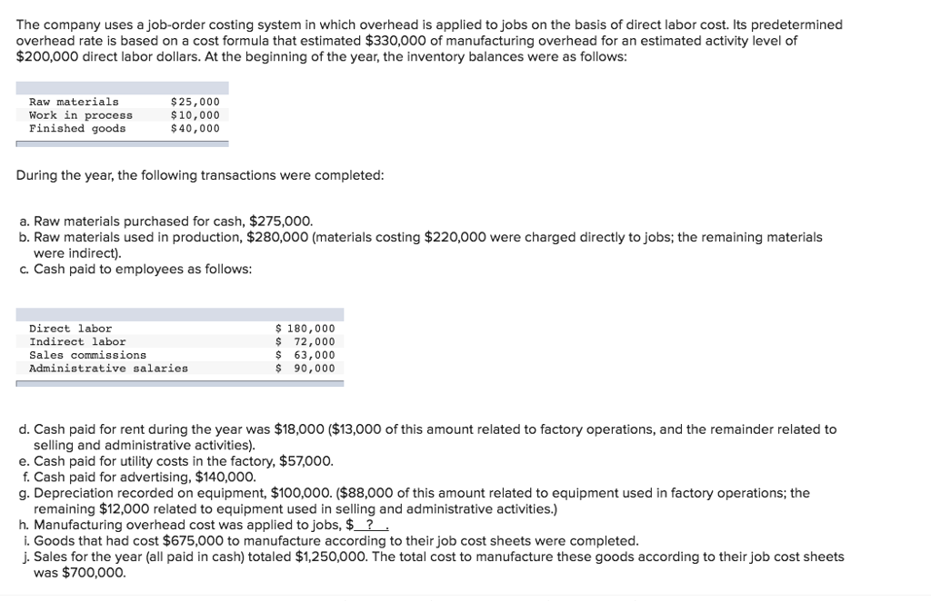 Solved The company uses a job-order costing system in which | Chegg.com