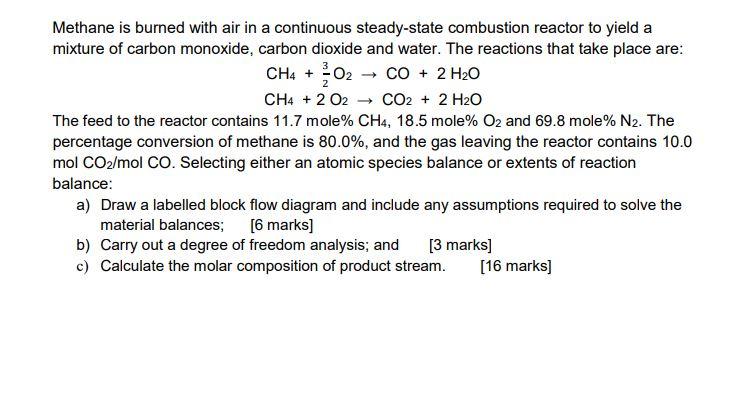 Solved Methane is burned with air in a continuous | Chegg.com