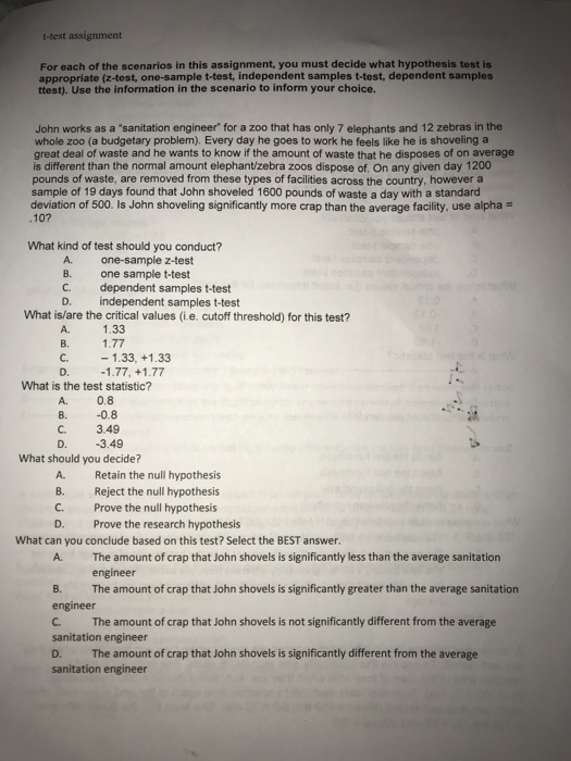 Solved john works as a sanitation engineer for a zoo that
