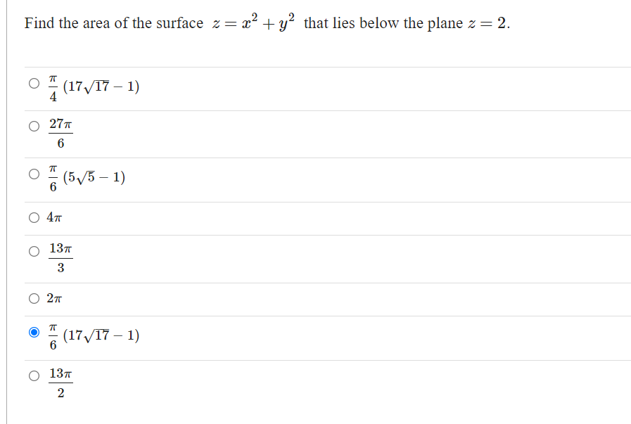 Solved Find the area of the surface z = x2 + y2 that lies | Chegg.com