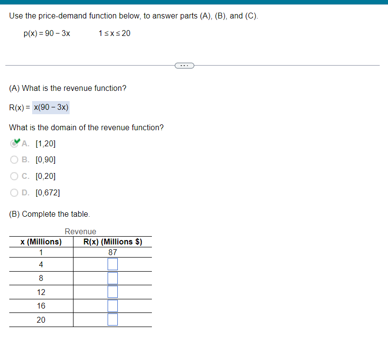 Solved Use the price-demand function below, to answer parts | Chegg.com