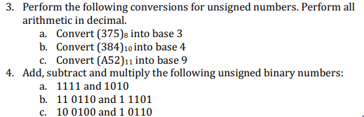 Solved 3. Perform the following conversions for unsigned | Chegg.com