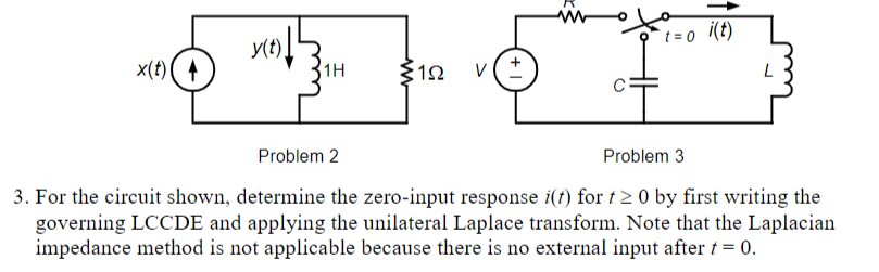 Solved 3. For the circuit shown, determine the zero-input | Chegg.com