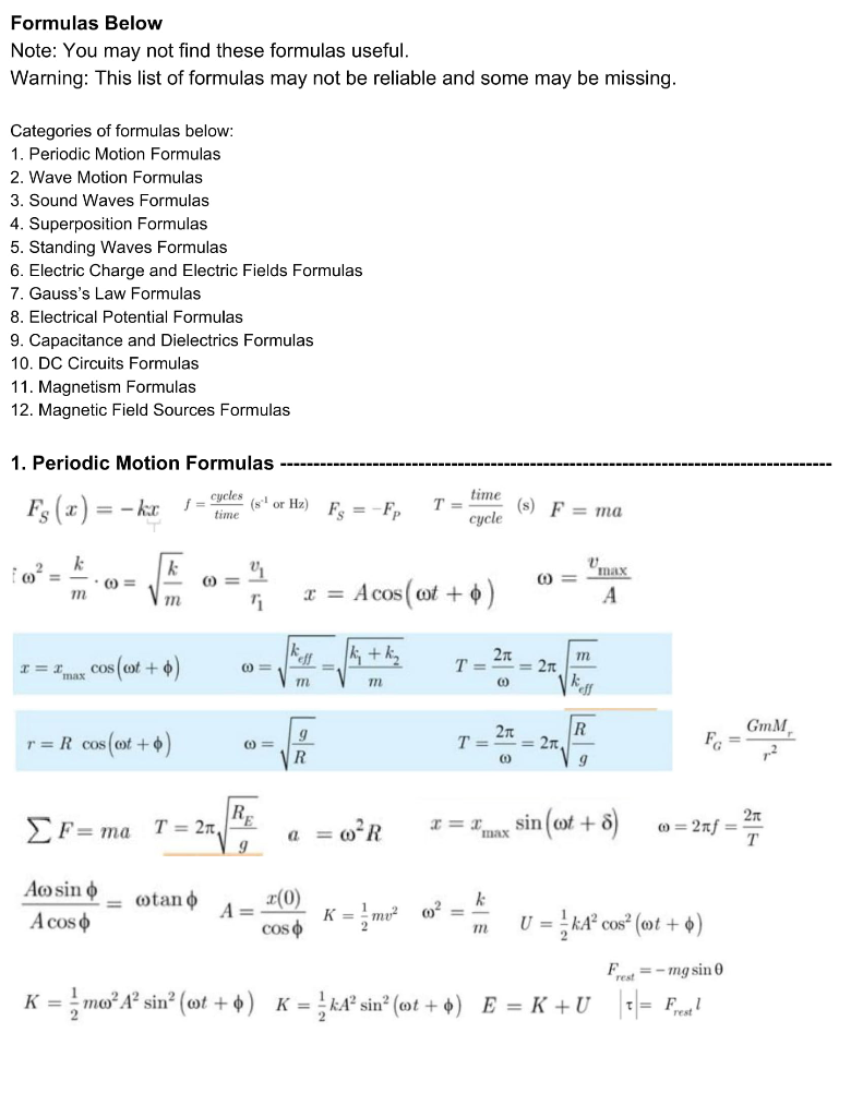 Solved Page 6 Of 9 5 The Simple Harmonic Motion Of A Par Chegg Com