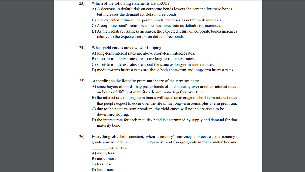 Solved 23 Which Of The Following Statements Are TRUE A A Chegg
