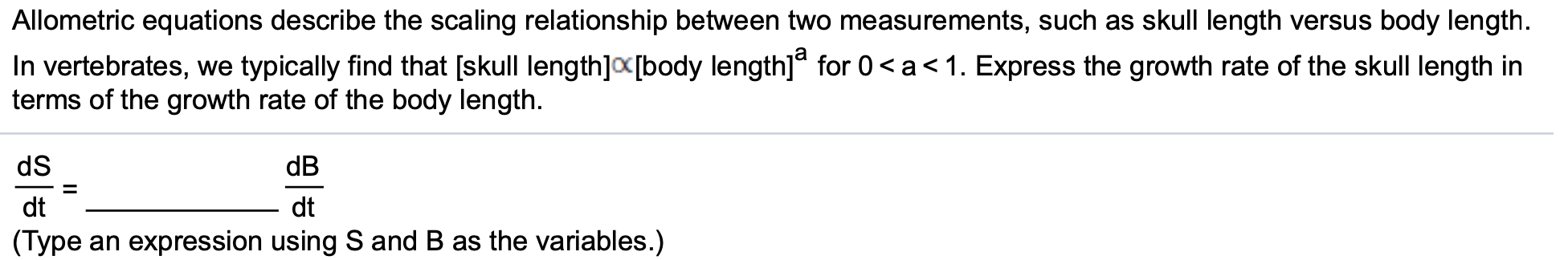 Solved Allometric Equations Describe The Scaling | Chegg.com