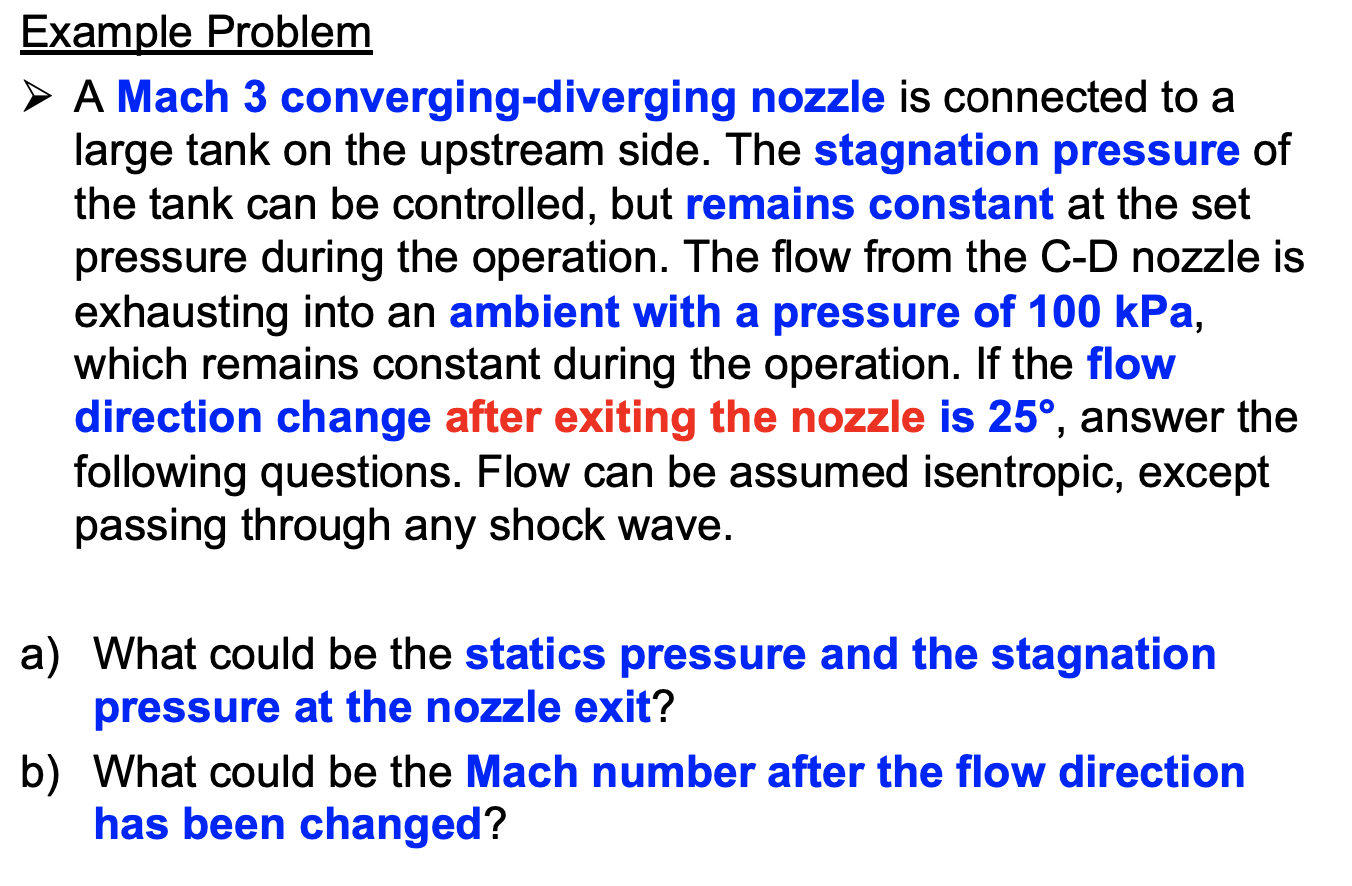 Example Problem A Mach 3 convergingdiverging nozzle