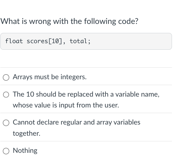 Solved What is wrong with the following code?float | Chegg.com