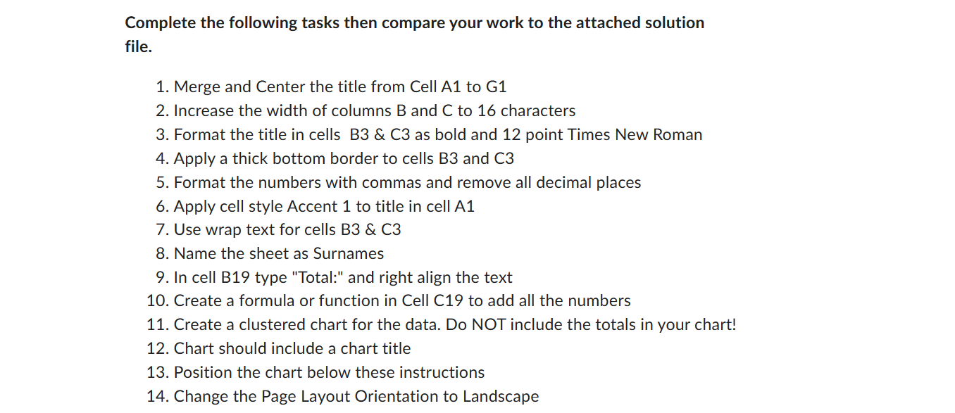 Solved Complete The Following Tasks Then Compare Your Work | Chegg.com