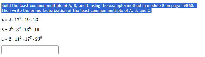 Solved Build The Least Common Multiple Of A, ﻿B, ﻿and C | Chegg.com