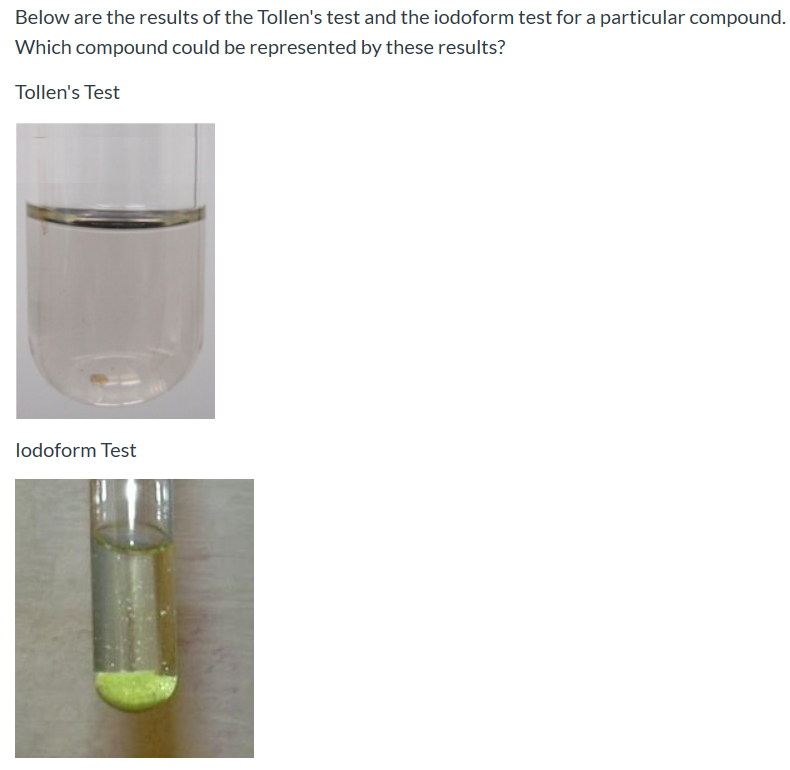 Solved Below are the results of the Tollen's test and the