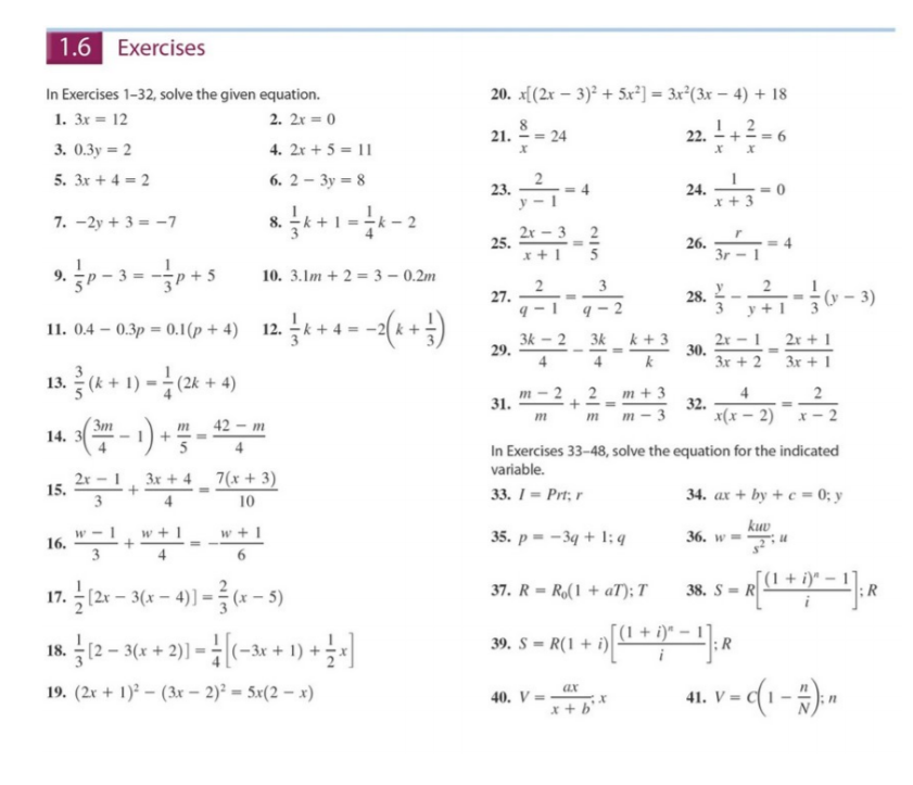 Solved 1.6 Exercises In Exercises 1-32, solve the given | Chegg.com