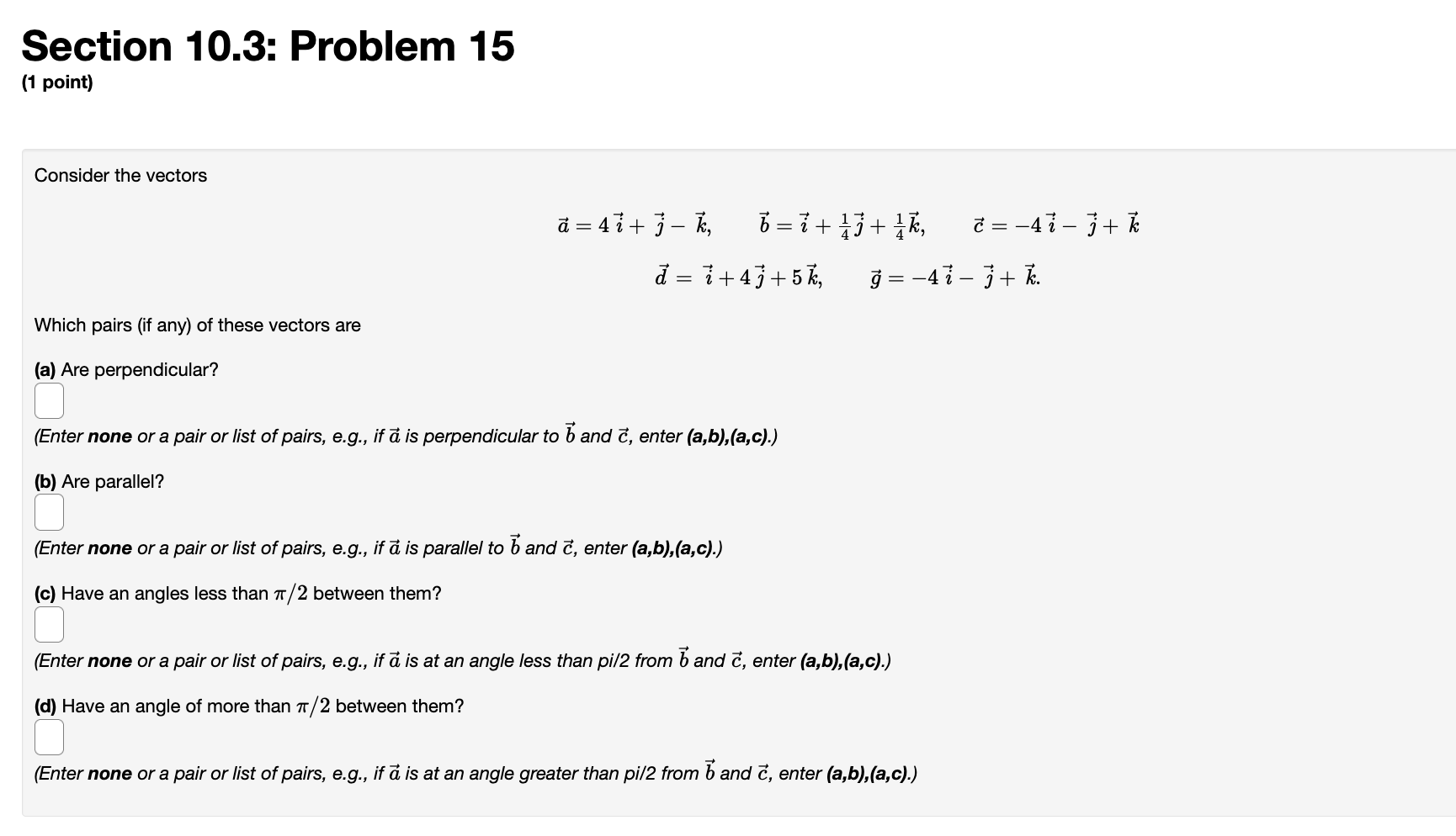 Solved Section 10.3: Problem 12 (1 point) Assume that u. v = | Chegg.com