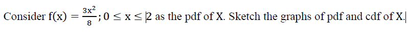 Solved Sketch the graphs of pdf and cdf of X. Please see the | Chegg.com